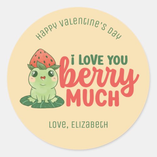 I Love You Berry Much Funny Pun Cute Valentine Day Classic Round Sticker