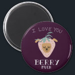 I Love You BERRY Much | Funny Strawberry Dog Pun Magnet<br><div class="desc">This is a super cute illustration of a dog with a strawberry head. The text says “I love you BERRY much”. It’s a funny pun design perfect for everyday use or for Valentine’s day!</div>