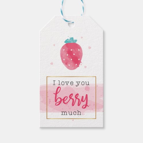 I Love You Berry Much Watercolor Gift Tag