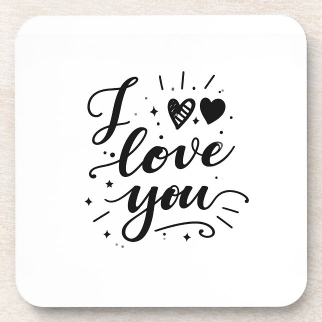 i love you beverage coaster (Front)