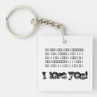 I Love You Binary Keychain