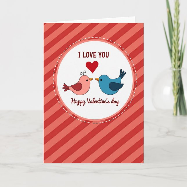 I Love You Birds Valentine Card (Front)