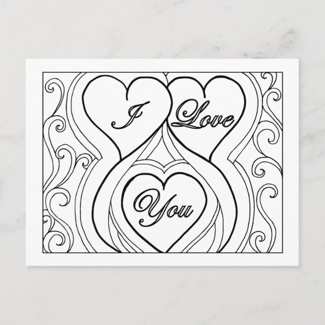 I Love You Black and White Postcard (Front)