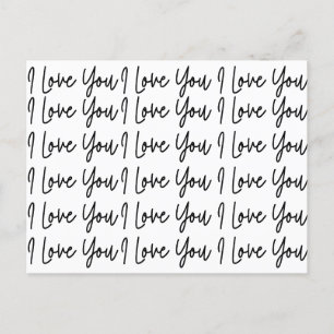 I Love You Black and White Valentines Day Postcard