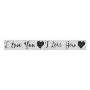I Love You Black Glitter Valentine's Grosgrain Rib Ribbon