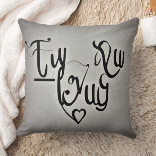 I Love You Black Grey Fonts Design Throw Pillow