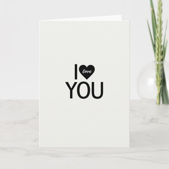 I Love You Black Heart Romantic Card (Front)