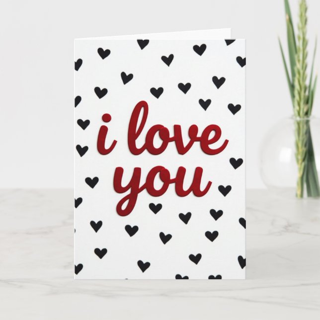 I Love You Black Hearts Card (Front)