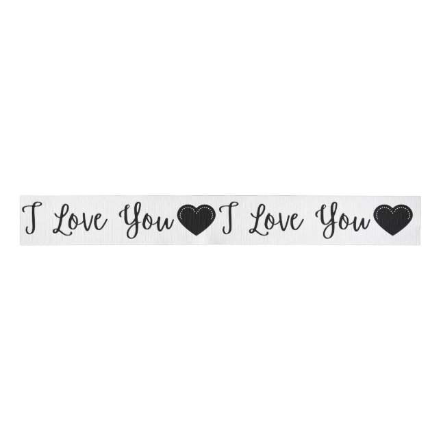 I Love You Black Valentine's Grosgrain Ribbon (Front)
