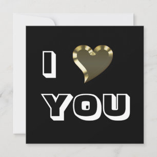 I Love You black white gold heart modern bold Note Card