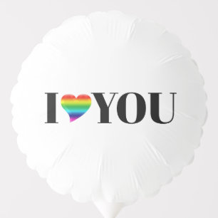 I Love You, black white pride lgbt rainbow heart Balloon