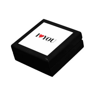 I Love You, black white red heart Gift Box