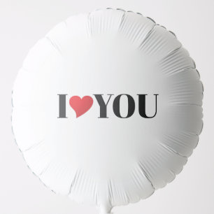 I Love You black white red heart modern typography Balloon