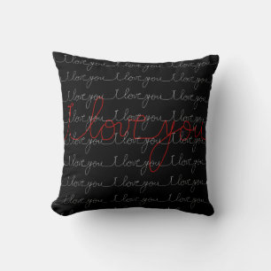 I love you black, white & red throw pillow