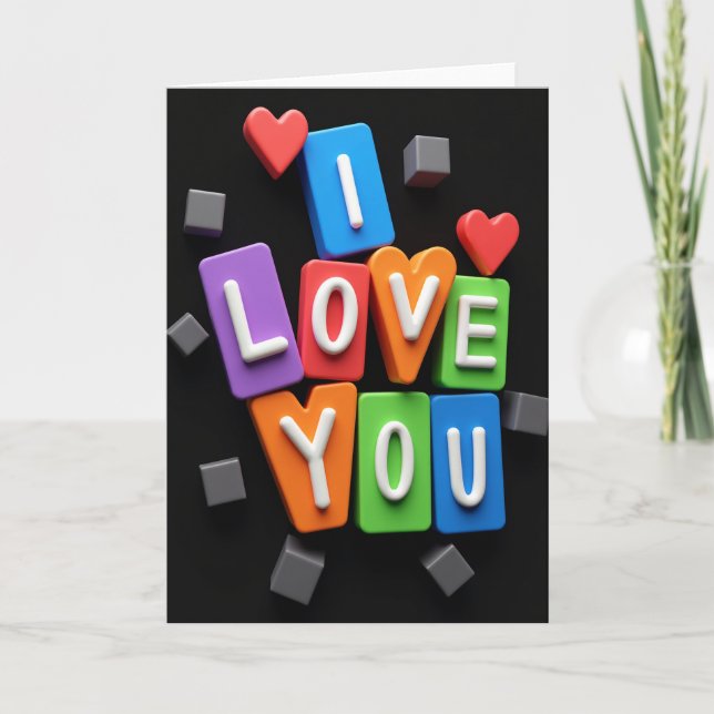 I Love You Block Text Art Card (Front)