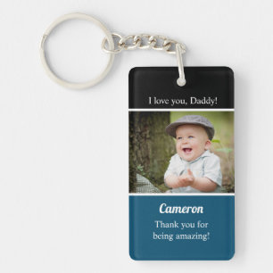 I love you Blue Daddy Custom baby Photo Name  Keychain