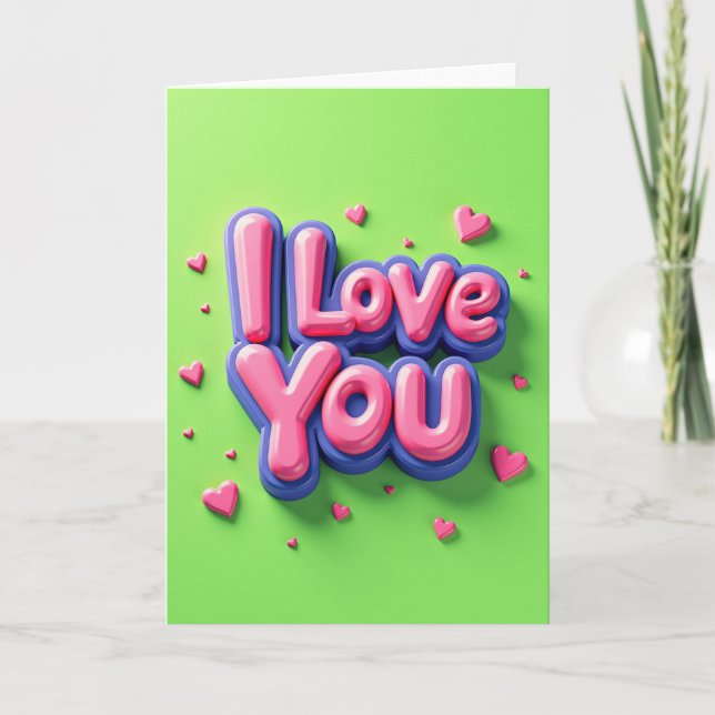 I Love You Bold Pink Card (Front)
