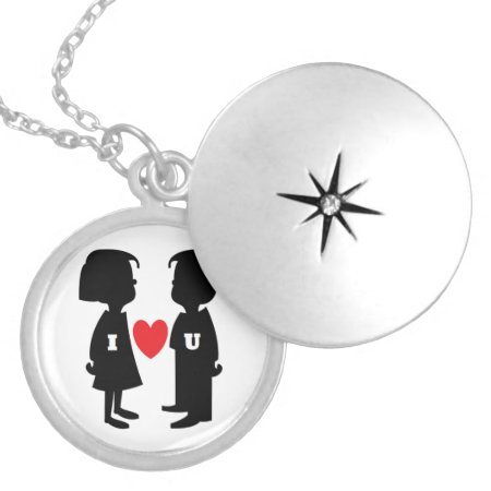 "i Love You"  Boy And Girl Locket Necklace