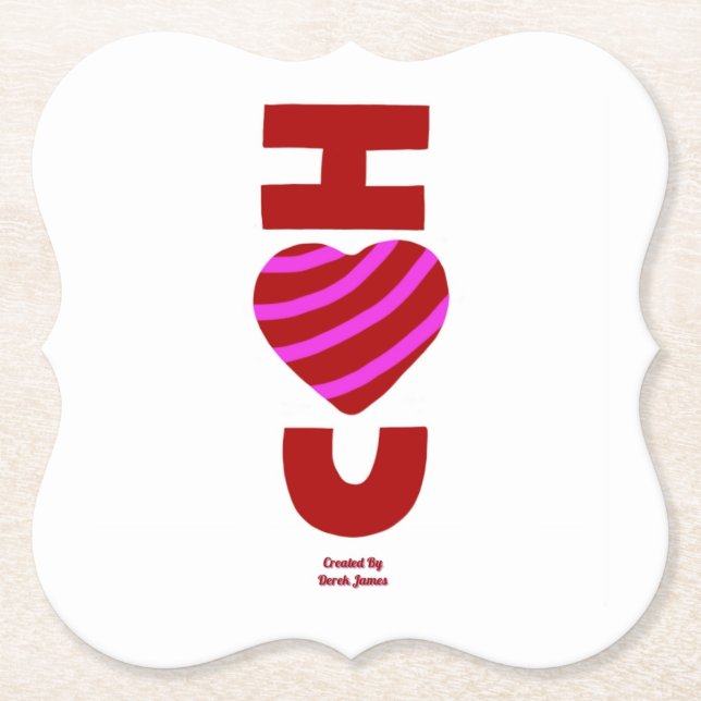 I Love You Bracket Paper Coaster (Front)