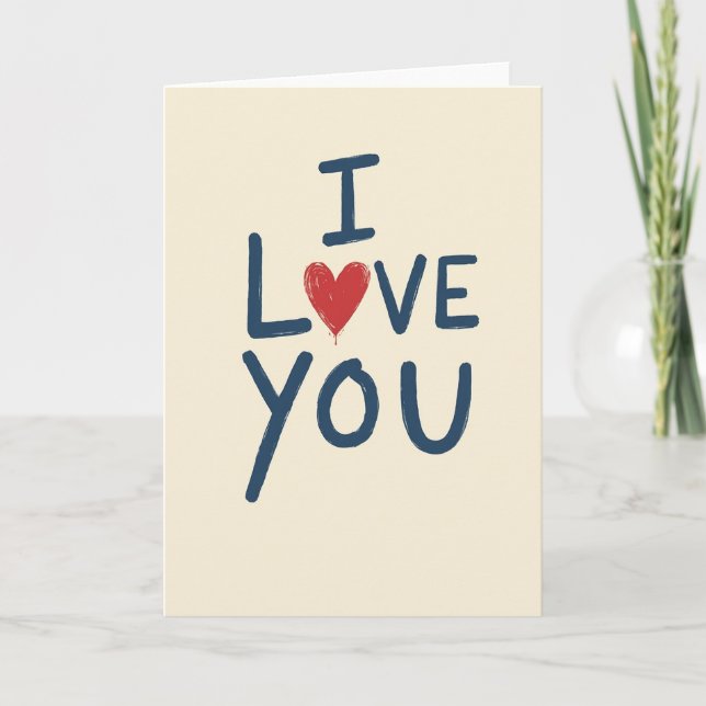 I Love You Brush Stroke Heart Card (Front)