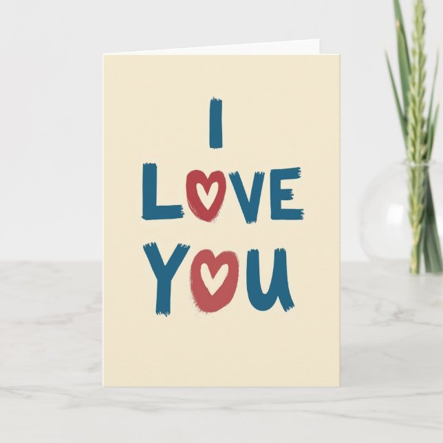 I Love You Brushstroke Heart Card (Front)