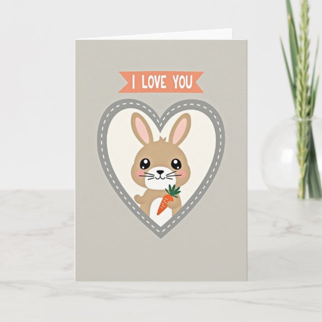 I Love You Bunny Carrot Card (Front)