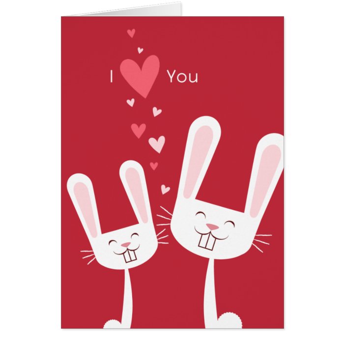 I Love You Bunny Rabbits (red) Valentine Cards