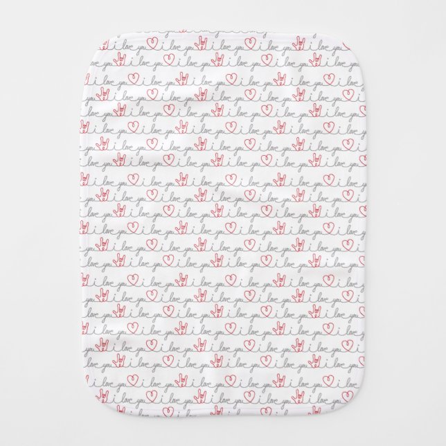 I Love You burp cloth (Front)