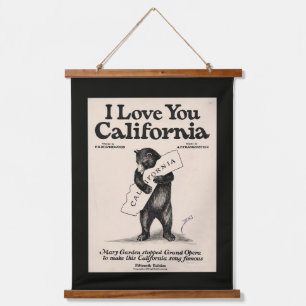 I Love You California Bear Hanging Tapestry