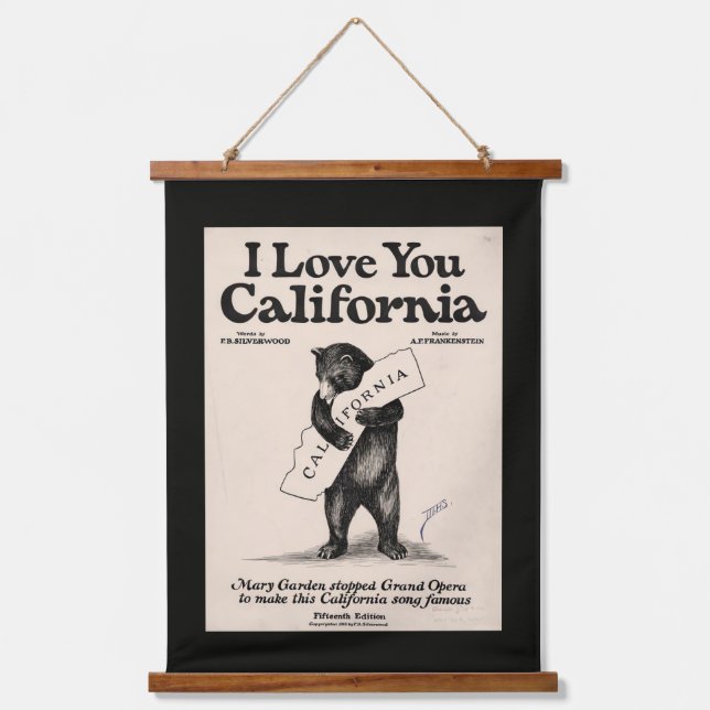 I Love You California Bear Hanging Tapestry (Front)