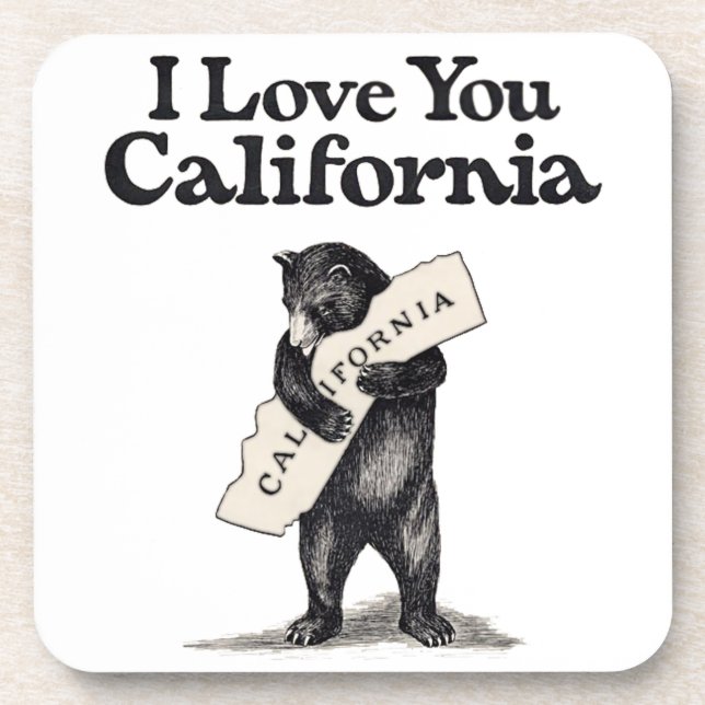 I Love You California Bear Hug Beverage Coaster (Front)