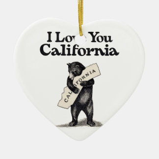 I Love You California Bear Hug Ceramic Ornament