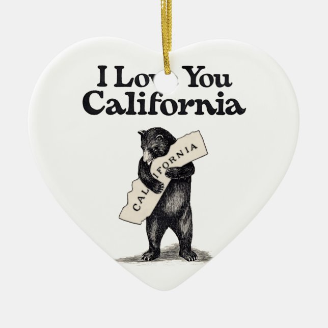 I Love You California Bear Hug Ceramic Ornament (Front)