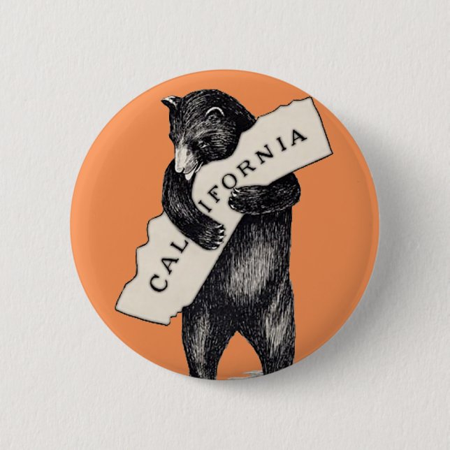 I Love You California Bear Hug Pinback Button (Front)