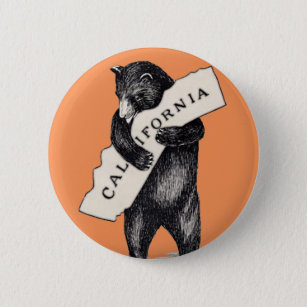 I Love You California Bear Hug Pinback Button