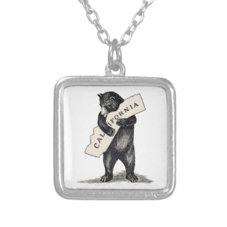 I Love You California Bear Hug Silver Plated Necklace
