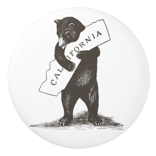 I Love You California Bear Hugging State Ceramic Knob