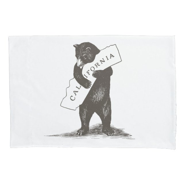 I Love You California Bear Hugging State Pillow Case (Front)