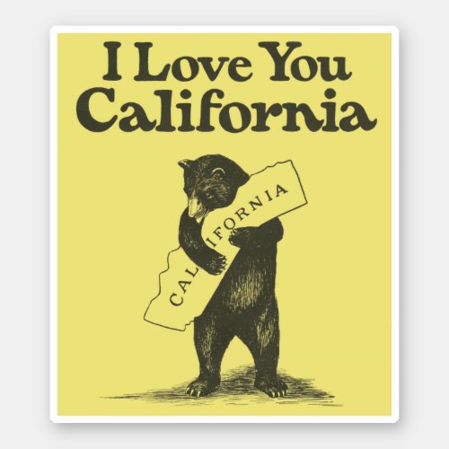 I Love You California Bear Hugging State Sticker