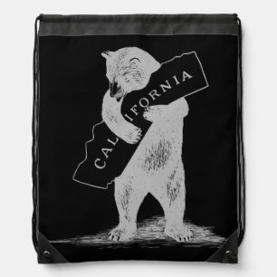 I Love You California--Black and Silver Drawstring Bag