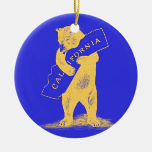 I Love You California--Blue and Gold Ceramic Ornament