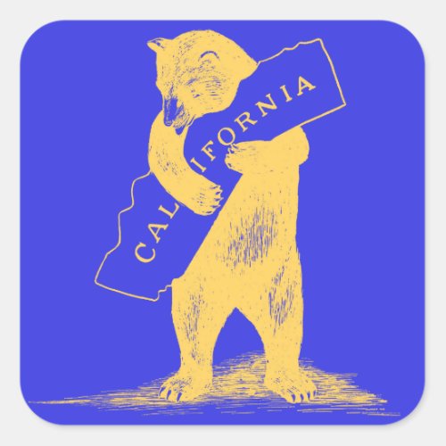 I Love You California__Blue and Gold Square Sticker