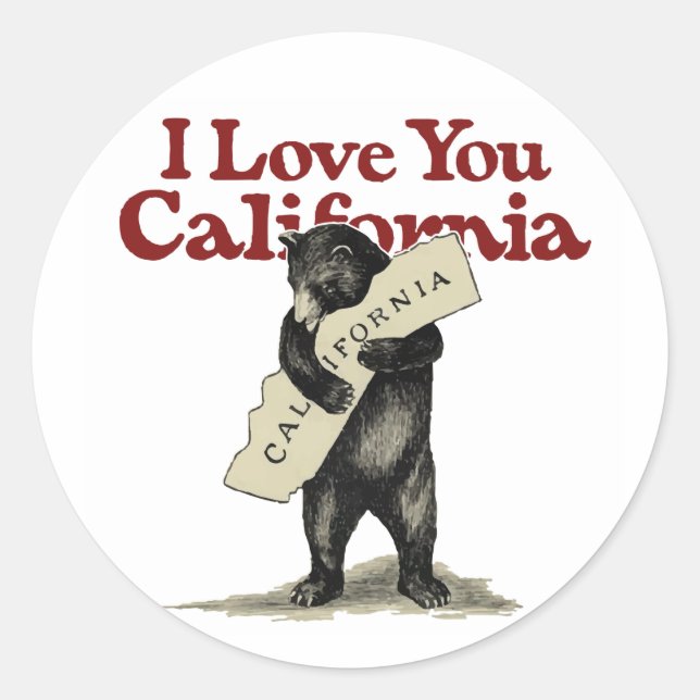I Love You California Classic Round Sticker (Front)