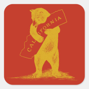 I Love You California--Red and Gold Square Sticker