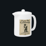 I Love You California Teapot<br><div class="desc">High-quality scan of original vintage sheet music, official California state song. A bear hug for your favorite state!</div>