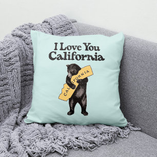 I Love You, California Vintage Illustration Throw Pillow