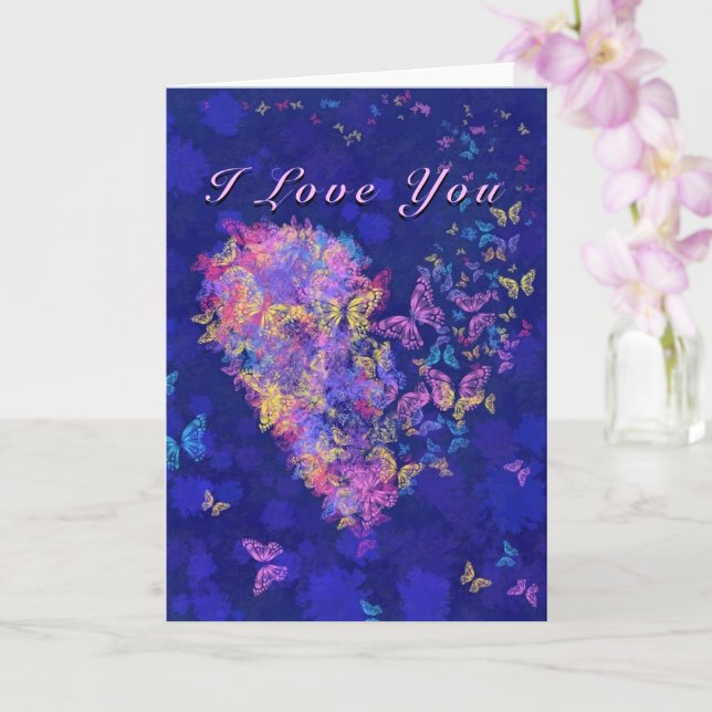 I Love You Card Butterfly Heart Love (Orchid)