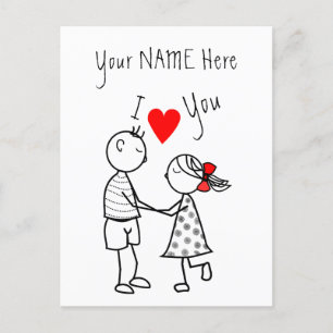 I Love You Card Cute Couple Custom Your Name Text
