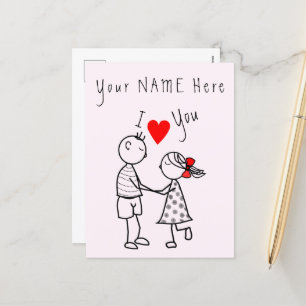 I Love You Card Love Couple - Custom Text Name