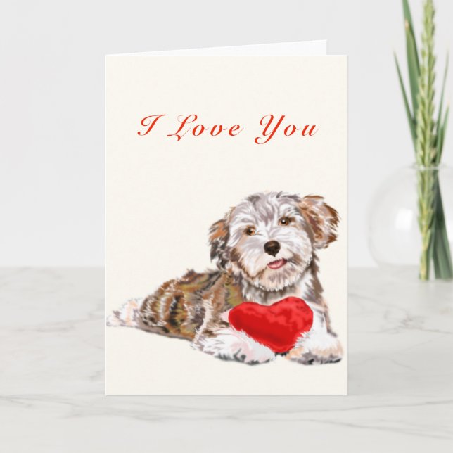 I Love You Card Puppy with Heart Gift For You (Front)